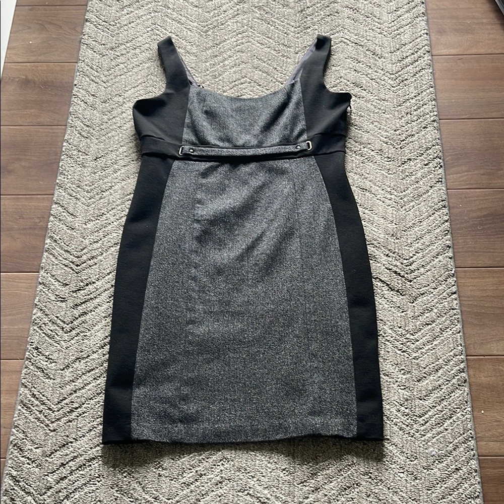 Gray and Black Sleeveless Sheath Mini Dress